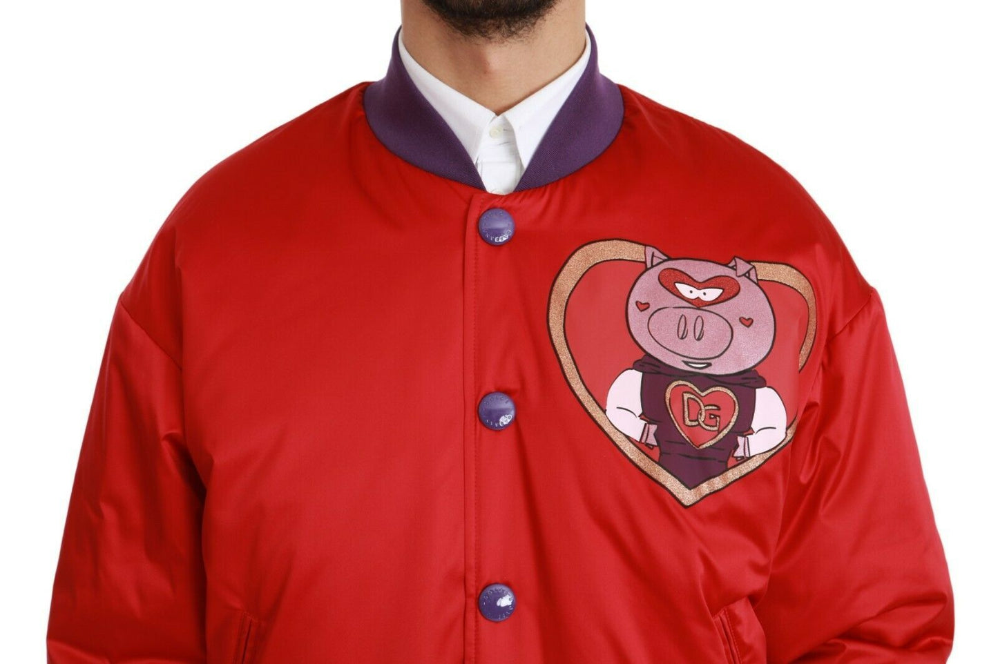 Dolce & Gabbana Red YEAR OF THE PIG Bomber Jacket