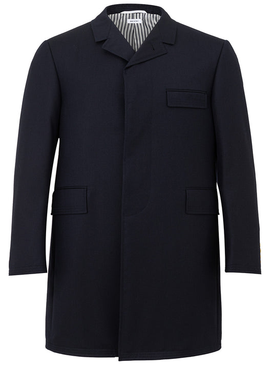 Thom Browne Elegant Grey Wool Chesterfield Overcoat