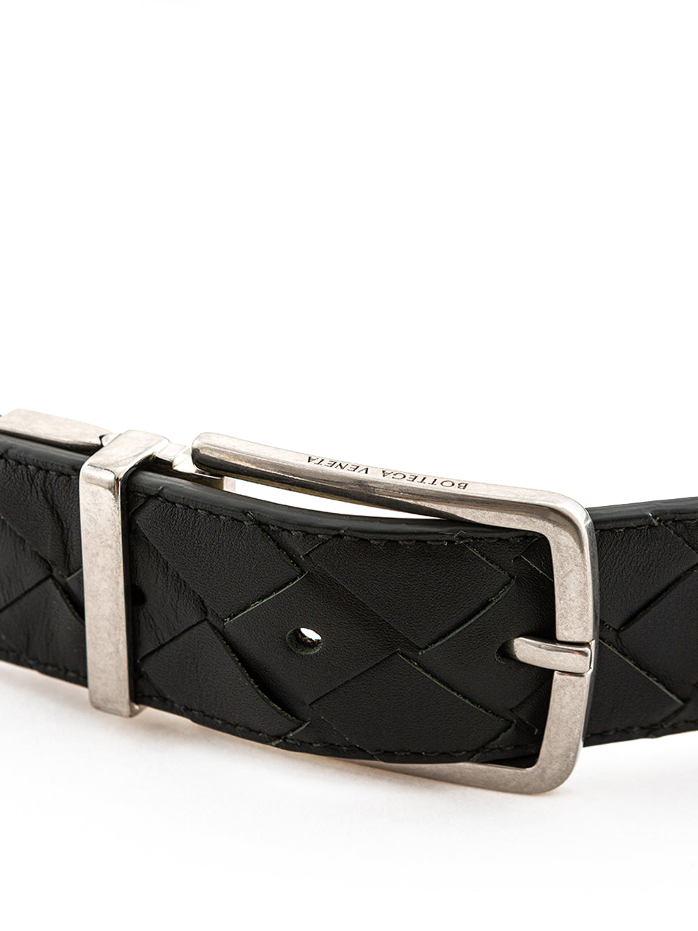 Bottega Veneta Elegant Emerald Intreccio Leather Belt