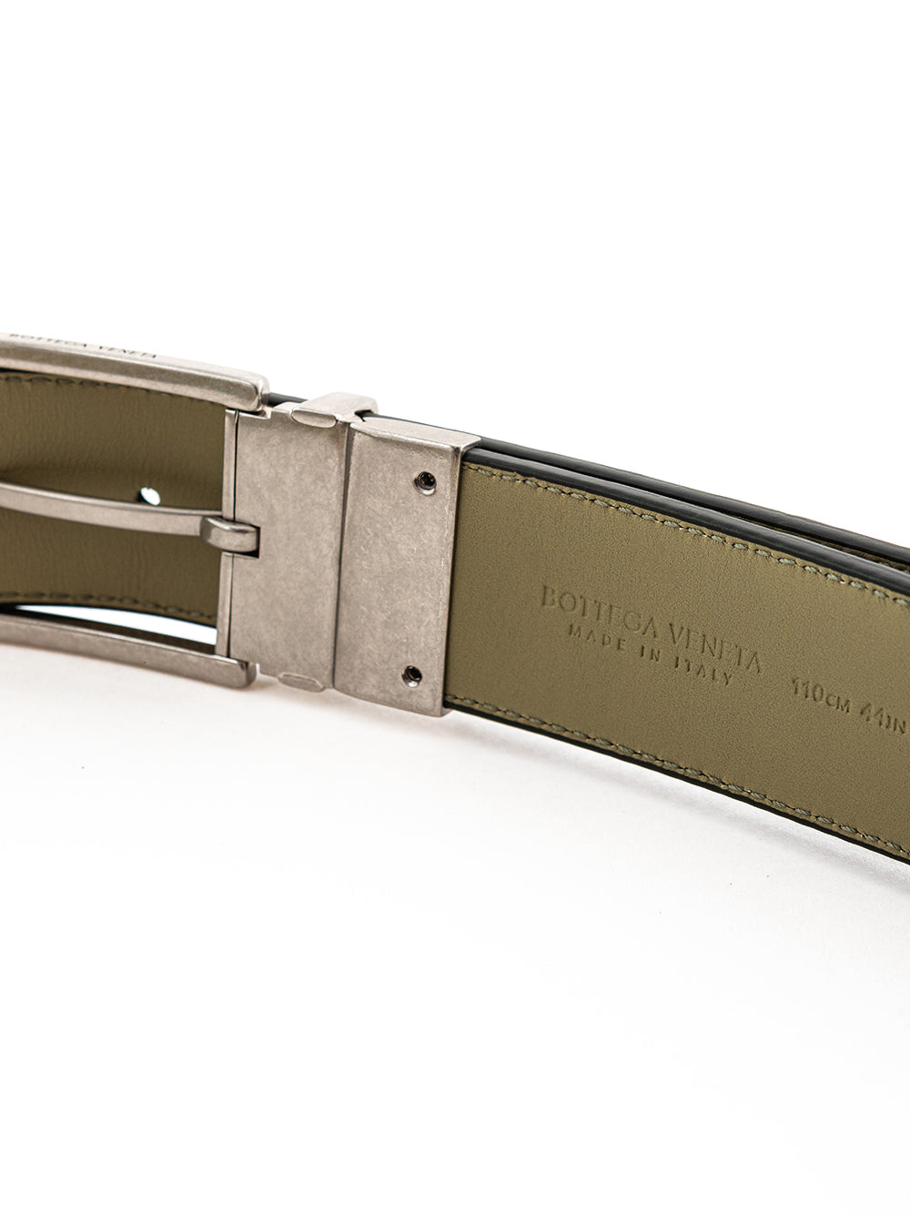 Bottega Veneta Elegant Emerald Intreccio Leather Belt