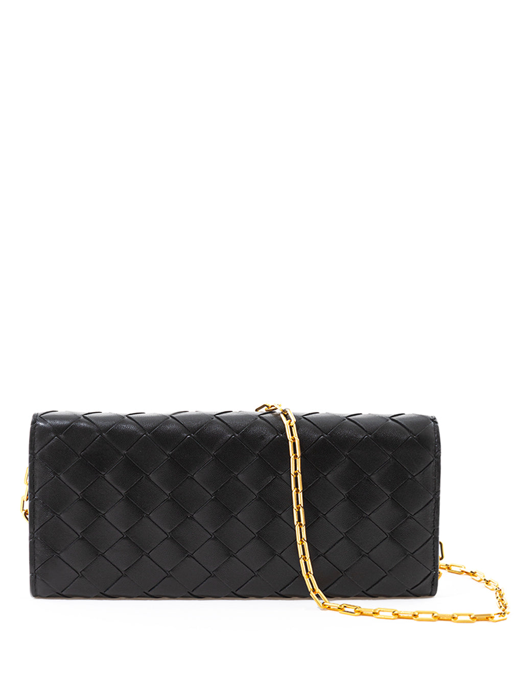 Bottega Veneta Elegant Black Leather Mini Bag Wallet on Chain