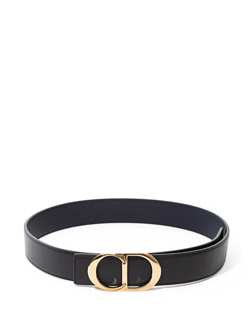 Dior Elegant Black Leather Belt with Golden Buckle