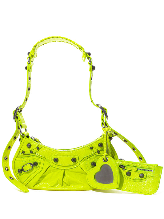 Balenciaga Neon Yellow Leather Shoulder Bag Extravaganza