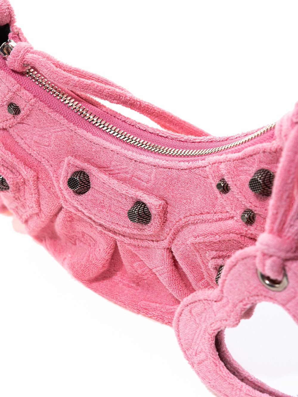 Balenciaga Pink Le Cagole Chenille Shoulder Bag