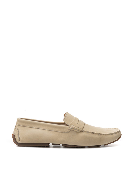 Bally Elegant Beige Suede Penny Loafers