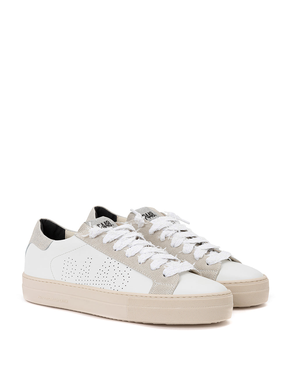 P448 Elegant White Leather Sneakers