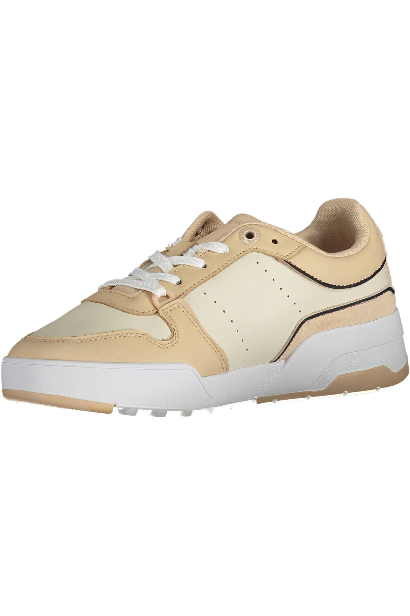 Tommy Hilfiger Sleek Beige Lace-Up Sneakers with Logo Accent