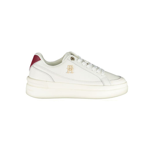 Tommy Hilfiger Chic White Lace-Up Sneakers with Contrast Details