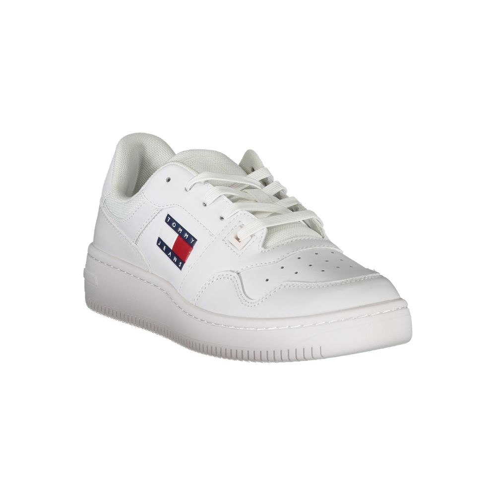 Tommy Hilfiger Classic White Lace-Up Sneakers with Contrast Accents