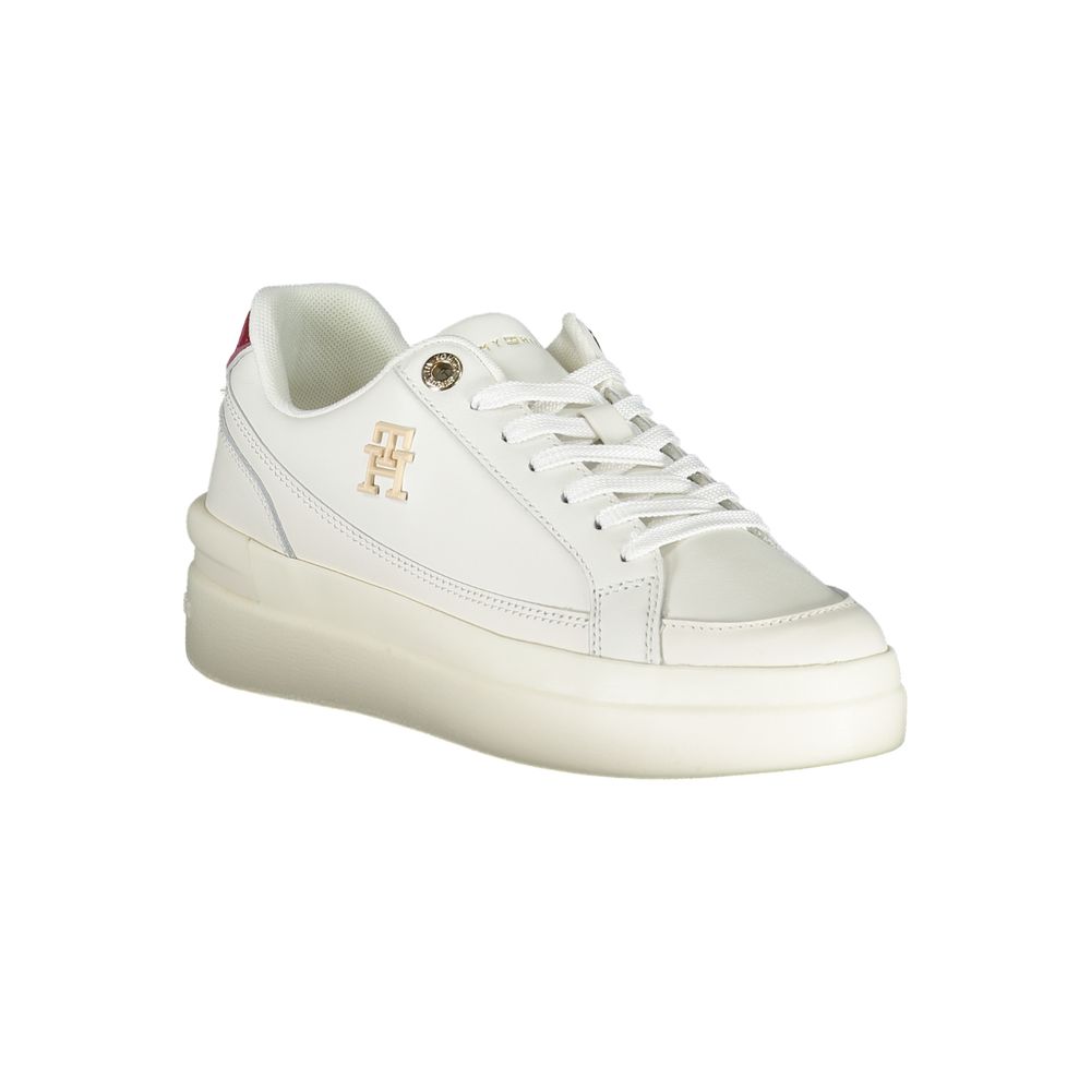 Tommy Hilfiger Chic White Lace-Up Sneakers with Contrast Details