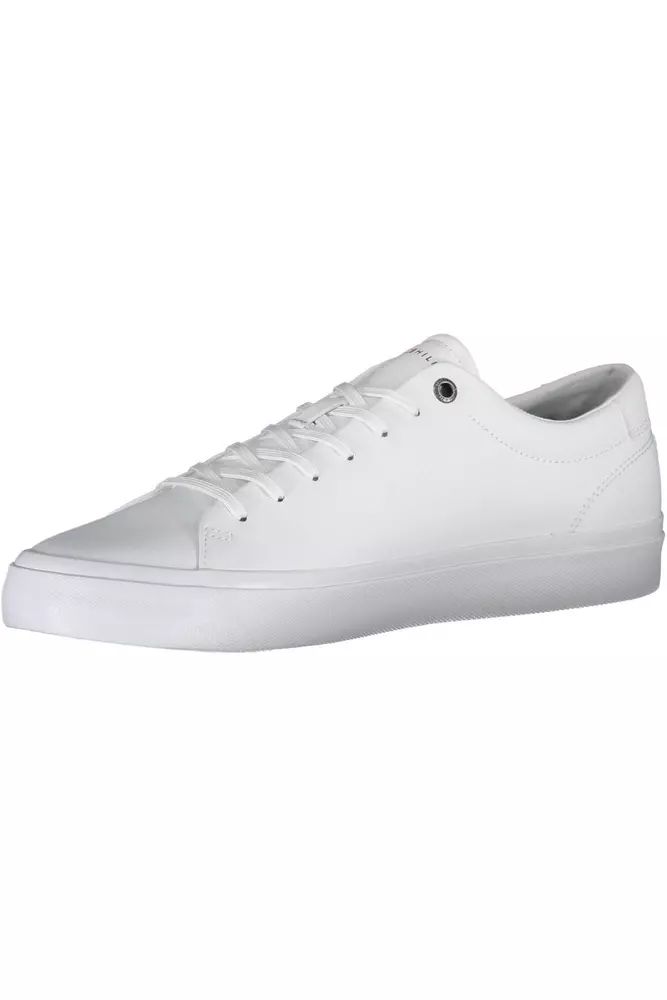 Tommy Hilfiger Sleek White Lace-Up Sneakers with Logo Detail