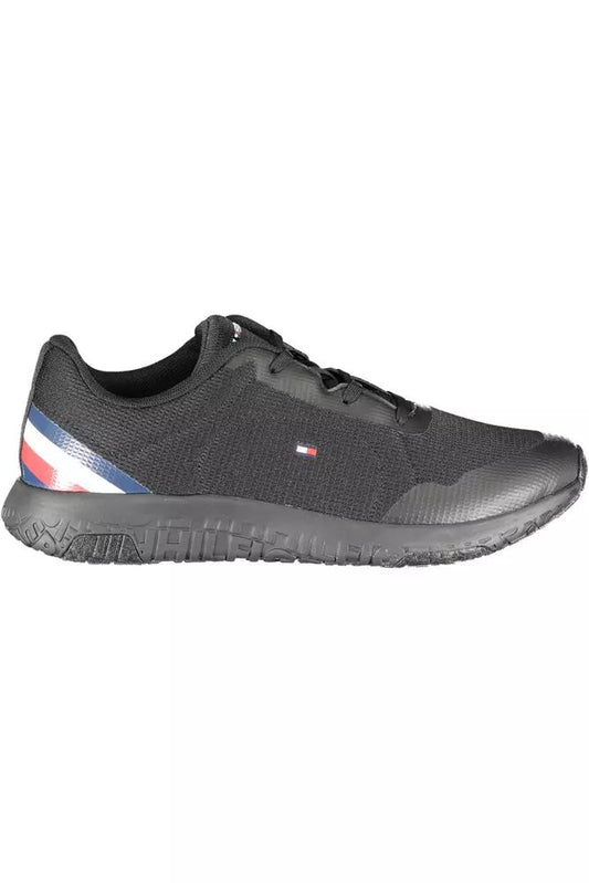 Tommy Hilfiger Chic Black Lace-up Sneakers with Contrast Detail