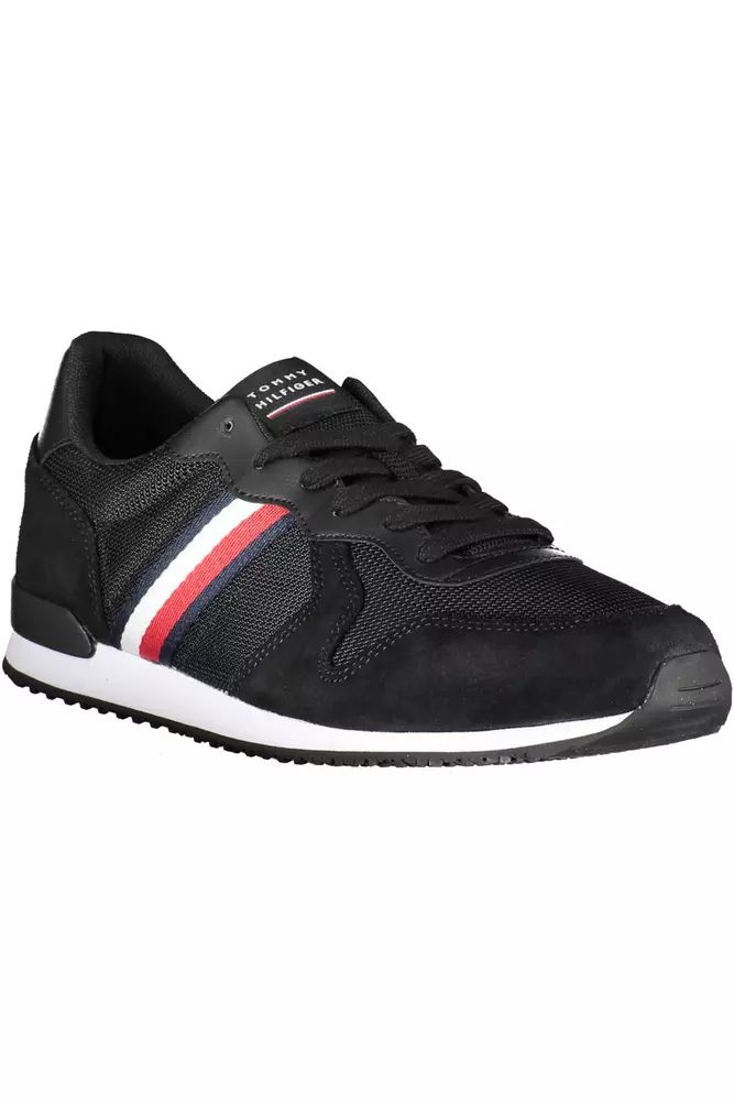 Tommy Hilfiger Sleek Black Sports Sneakers with Contrasting Accents