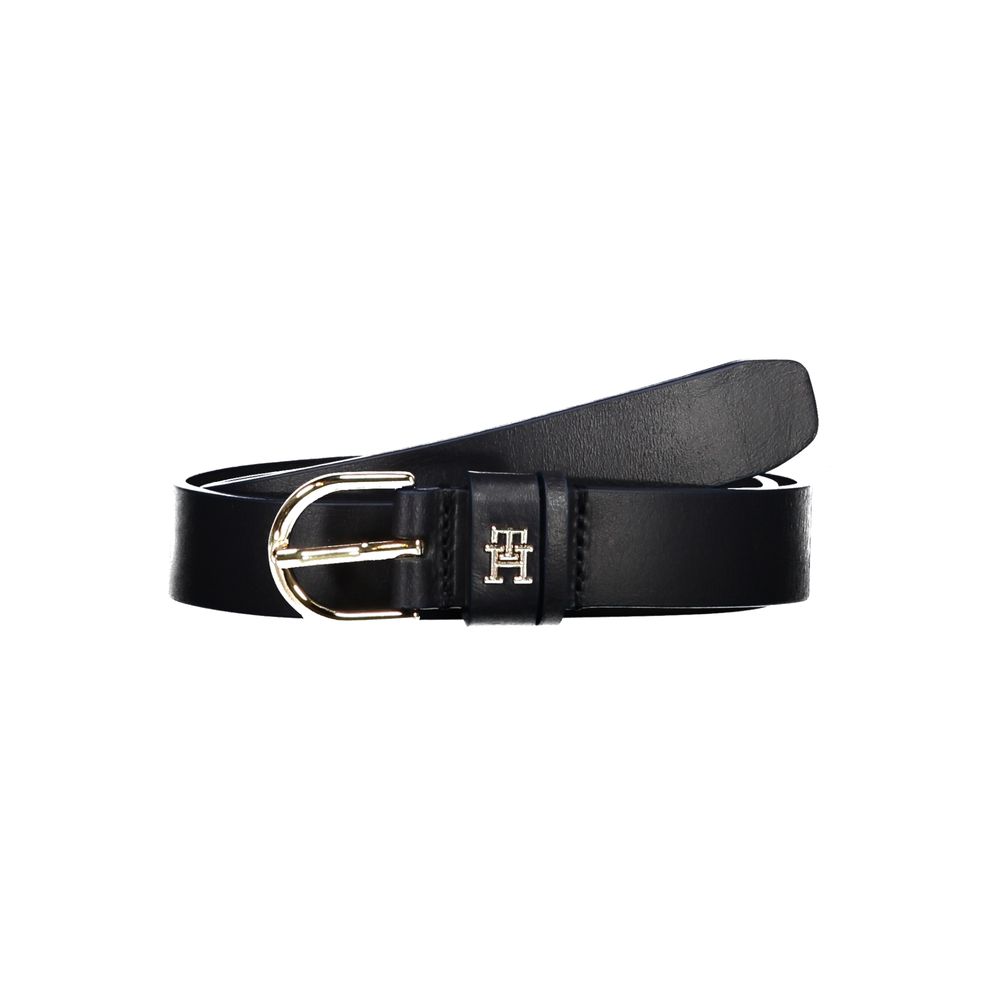 Tommy Hilfiger Elegant Blue Leather Belt with Metal Buckle