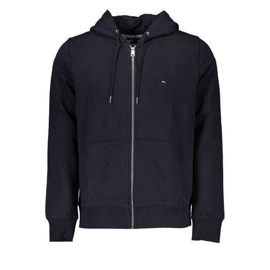 Tommy Hilfiger Chic Blue Hooded Zip Sweatshirt with Logo Embroidery