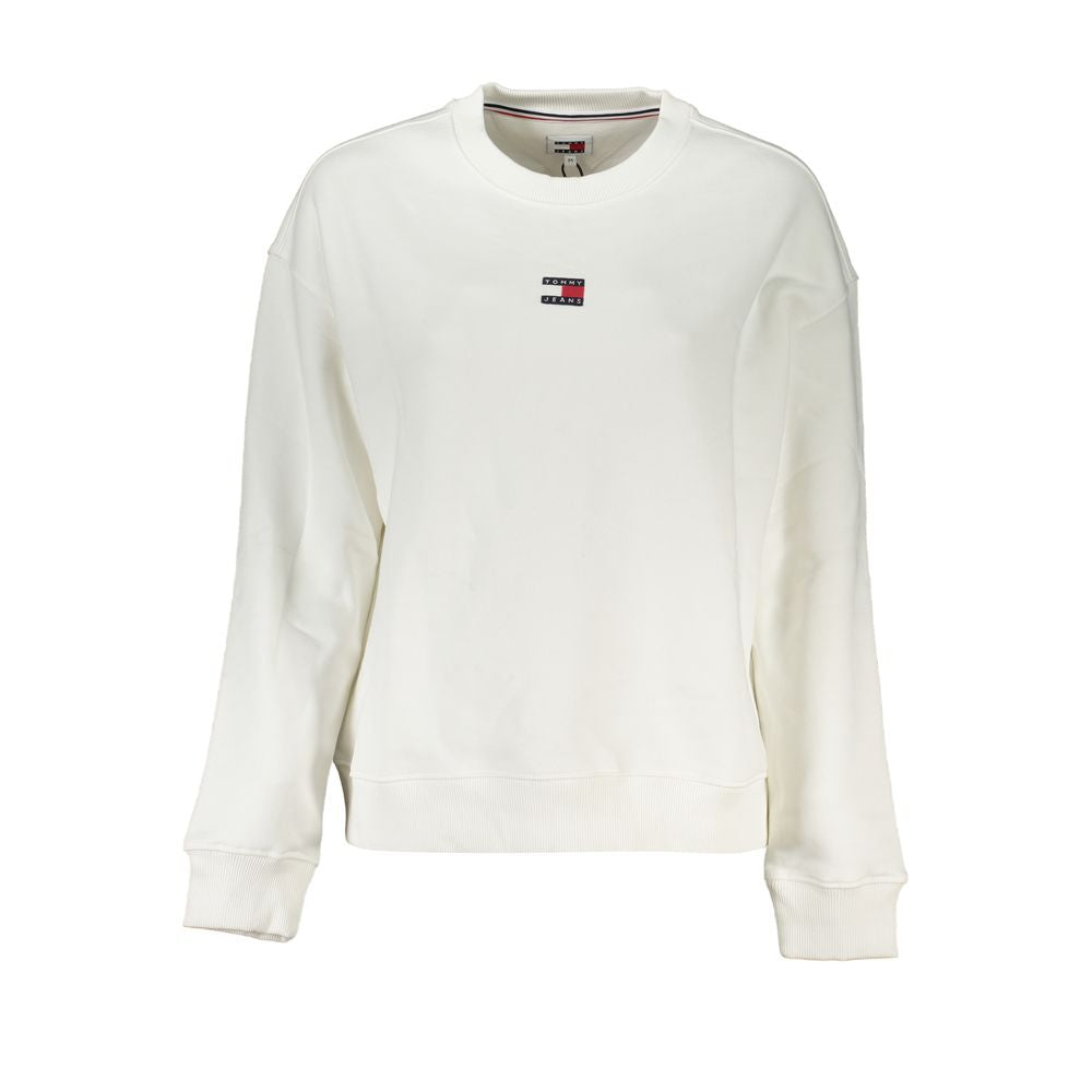 Tommy Hilfiger Elegant White Cotton Sweatshirt with Logo Embroidery