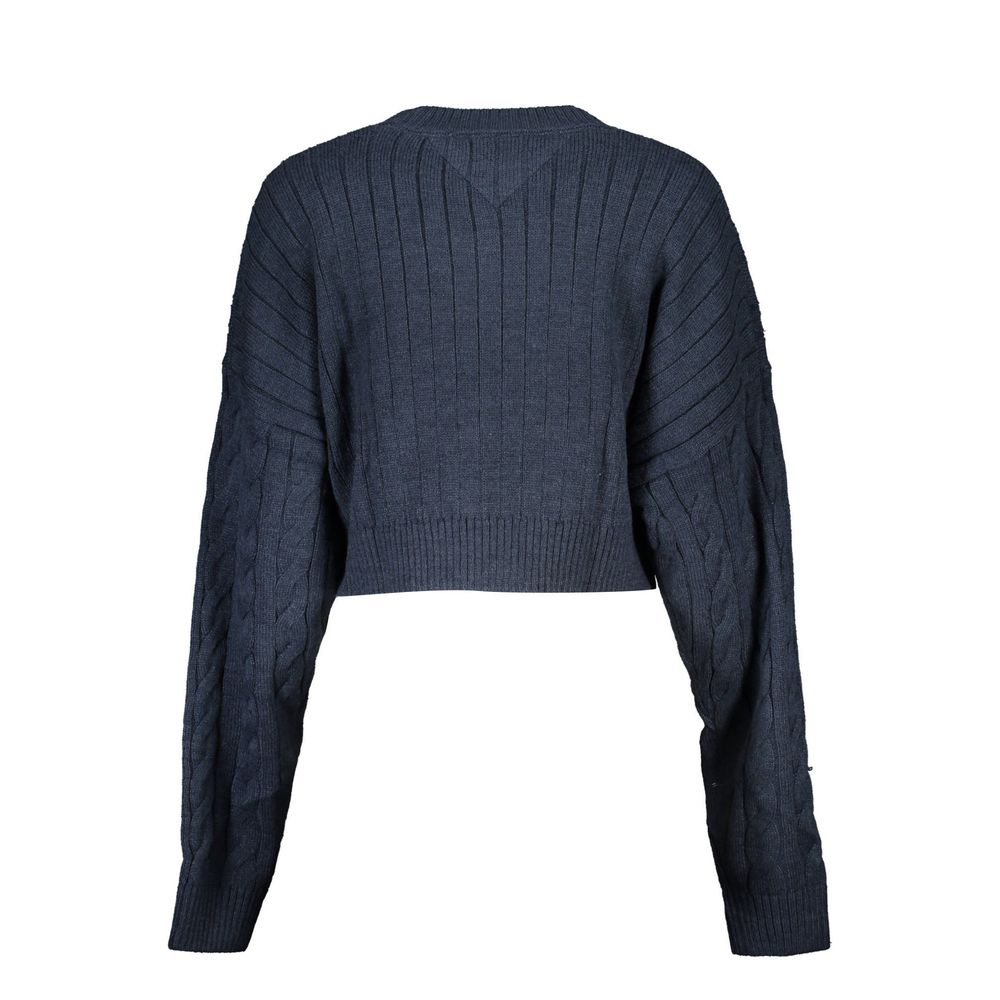 Tommy Hilfiger Chic Blue Crew Neck Sweater with Contrast Details