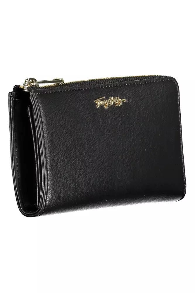 Tommy Hilfiger Elegant Black Polyethylene Wallet with Zip Closure