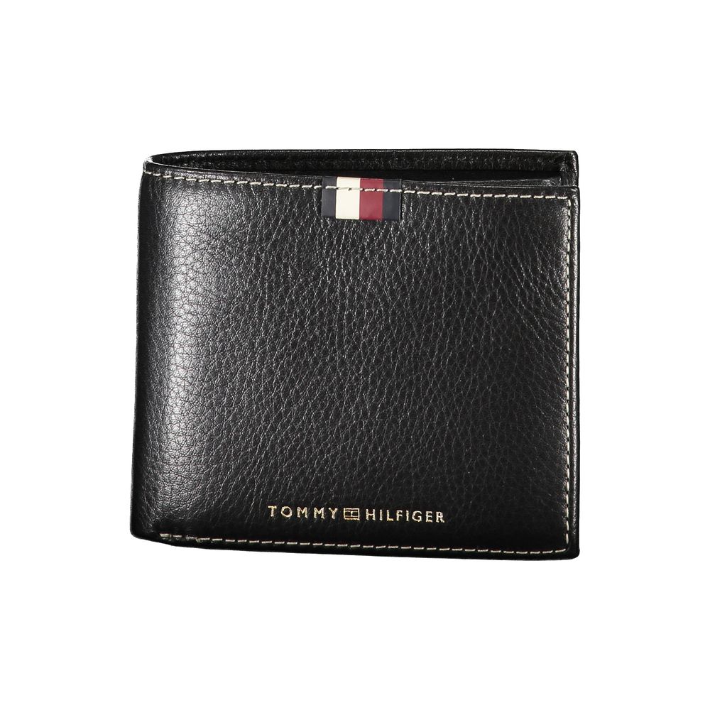 Tommy Hilfiger Elegant Black Leather Dual-Compartment Wallet