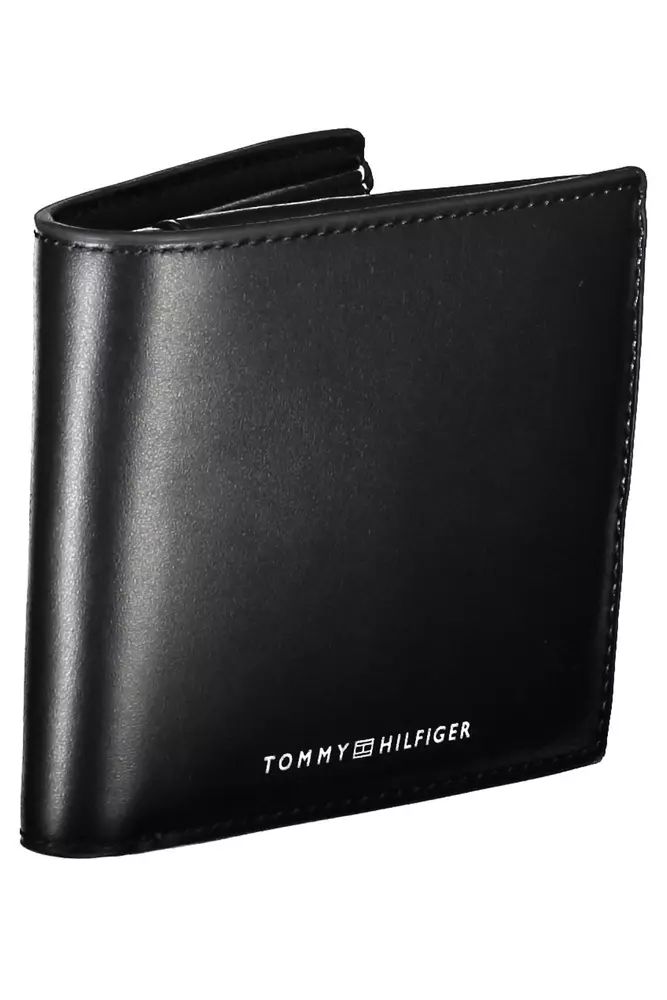 Tommy Hilfiger Sleek Black Leather Wallet with Coin Purse