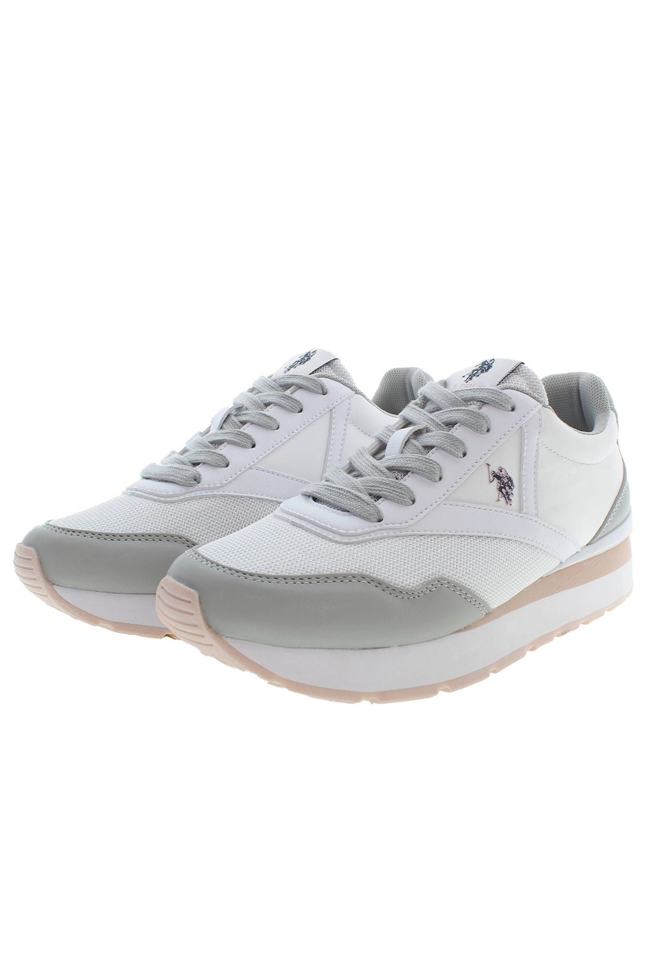 U.S. POLO ASSN. Chic White Lace-Up Sneakers with Logo Detail