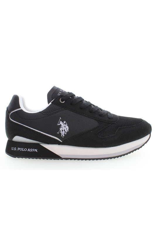 U.S. POLO ASSN. Black Lace-Up Sneakers with Logo Contrast Details