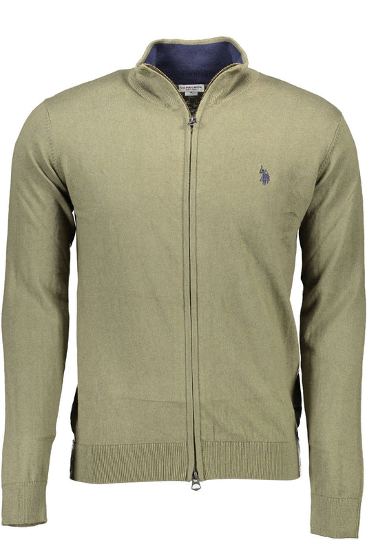 U.S. POLO ASSN. Elegant Long-Sleeved Zip Cardigan in Green