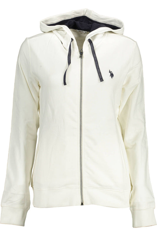 U.S. POLO ASSN. Chic White Hooded Zip Sweatshirt with Logo Detail