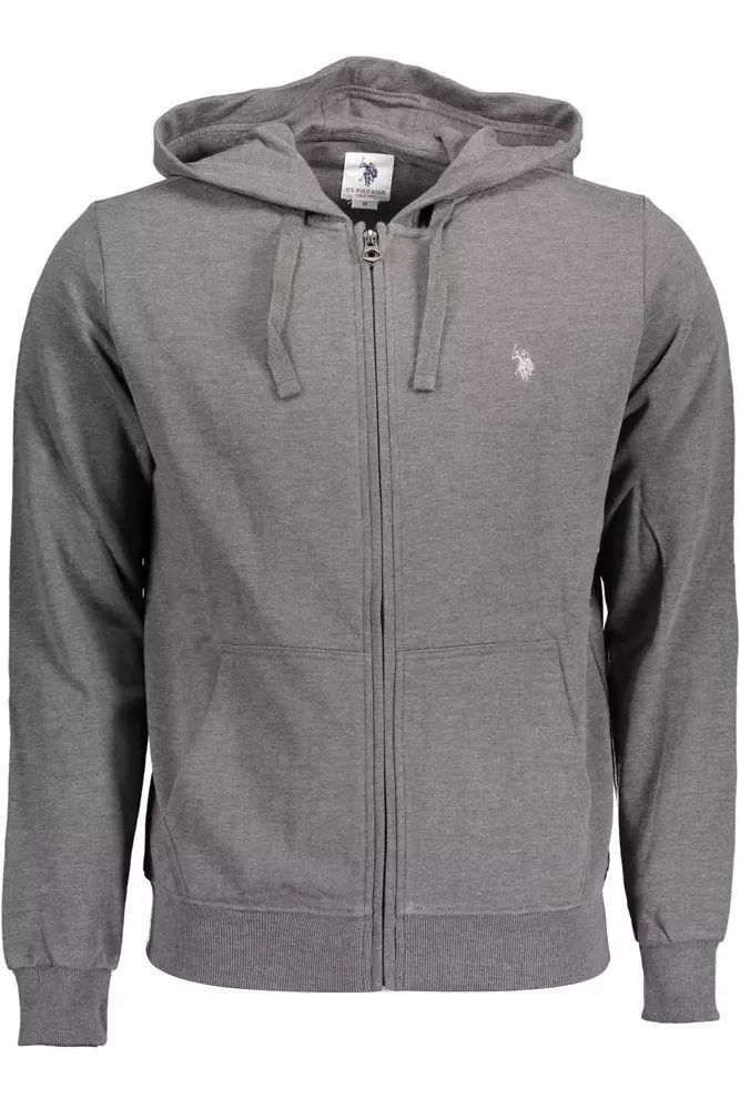 U.S. POLO ASSN. Chic Gray Embroidered Zip Hoodie