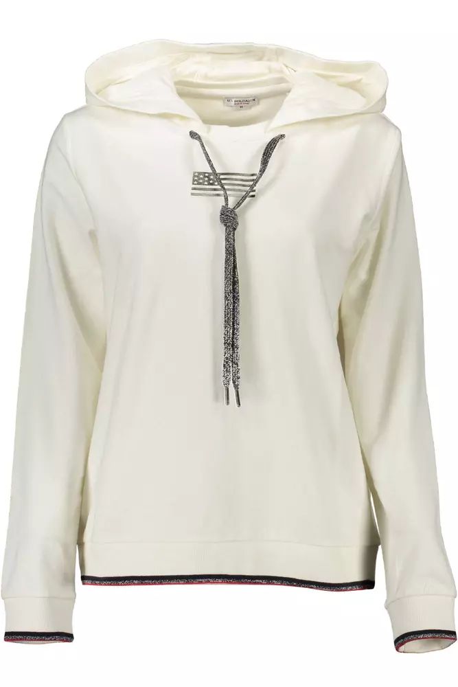 U.S. POLO ASSN. Chic White Hooded Sweatshirt with Contrast Details