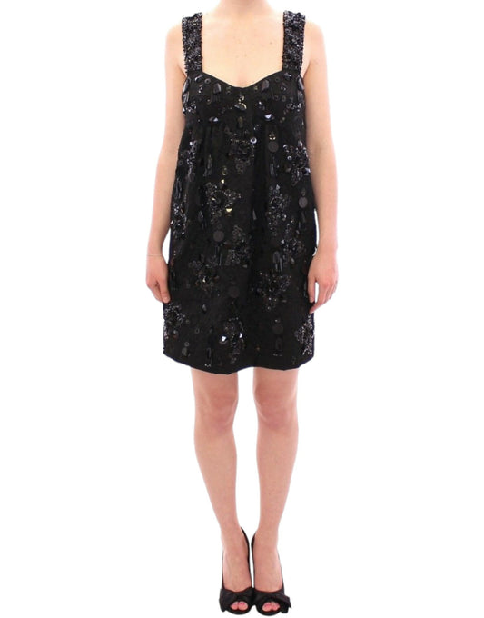 Dolce & Gabbana Black floral crystal embedded dress