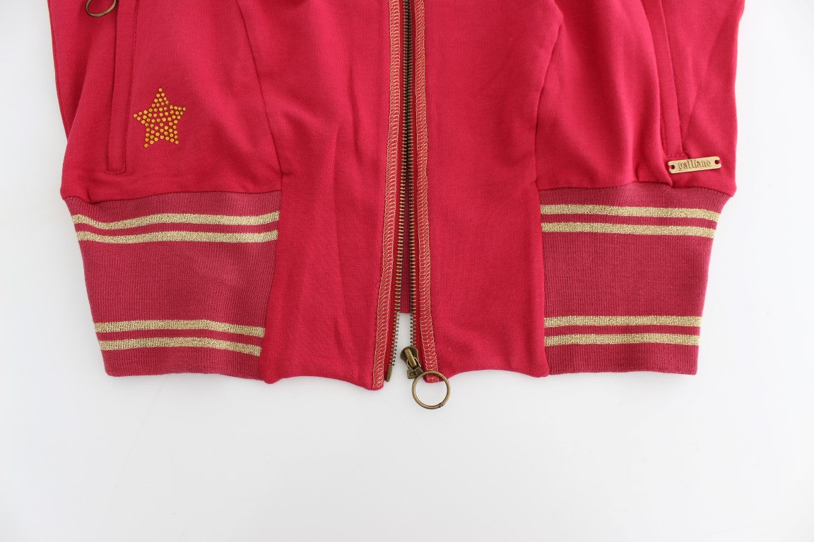 John Galliano Elegant Pink Zip Cardigan with Logo Detailing