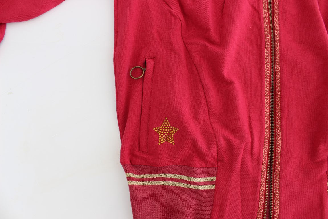 John Galliano Elegant Pink Zip Cardigan with Logo Detailing