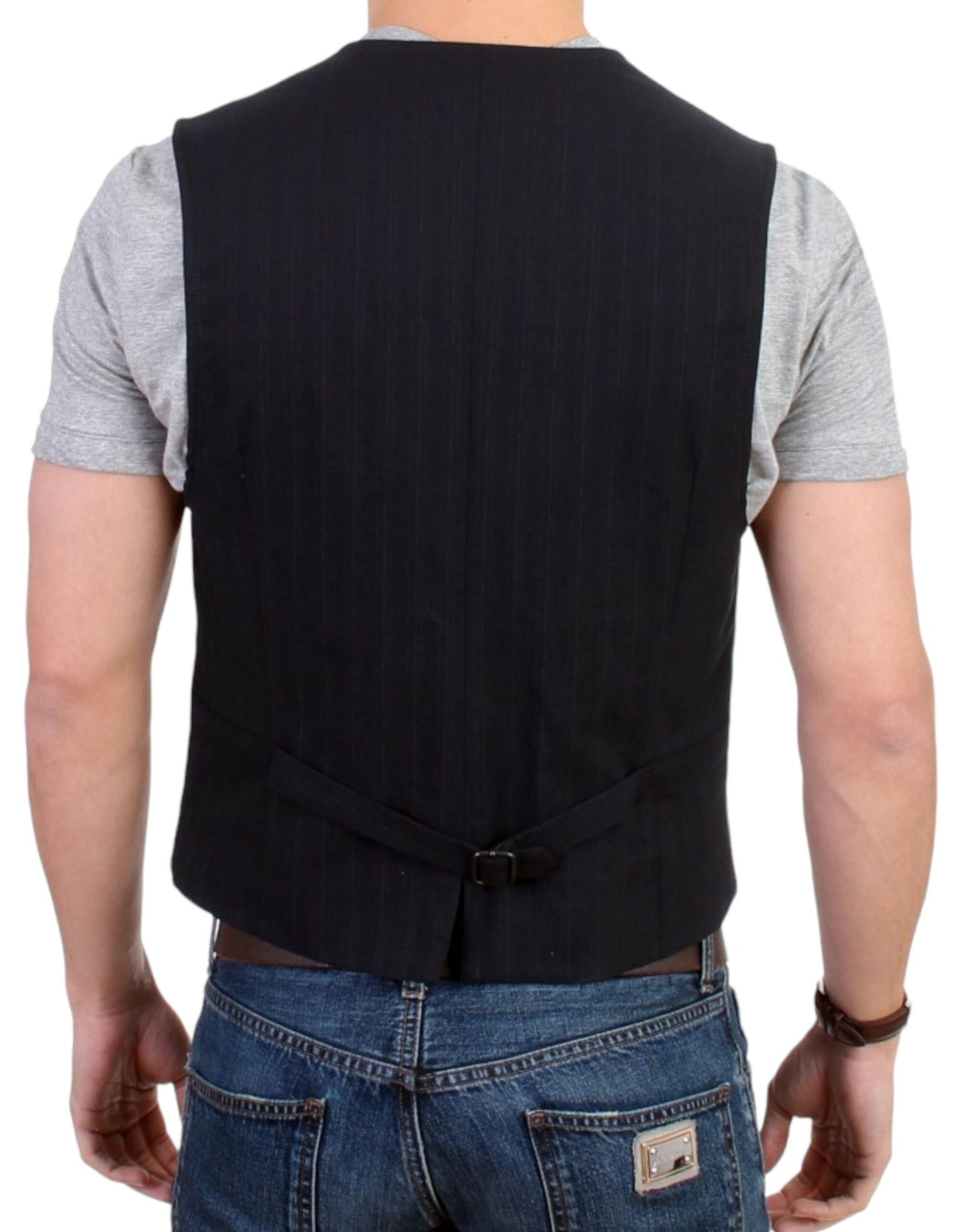 Costume National Black striped cotton casual vest