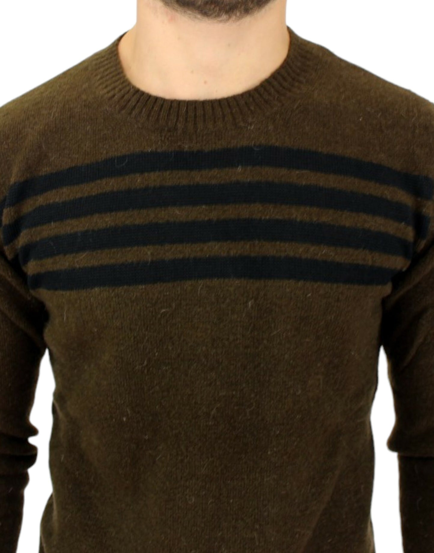 Costume National Brown striped crewneck sweater