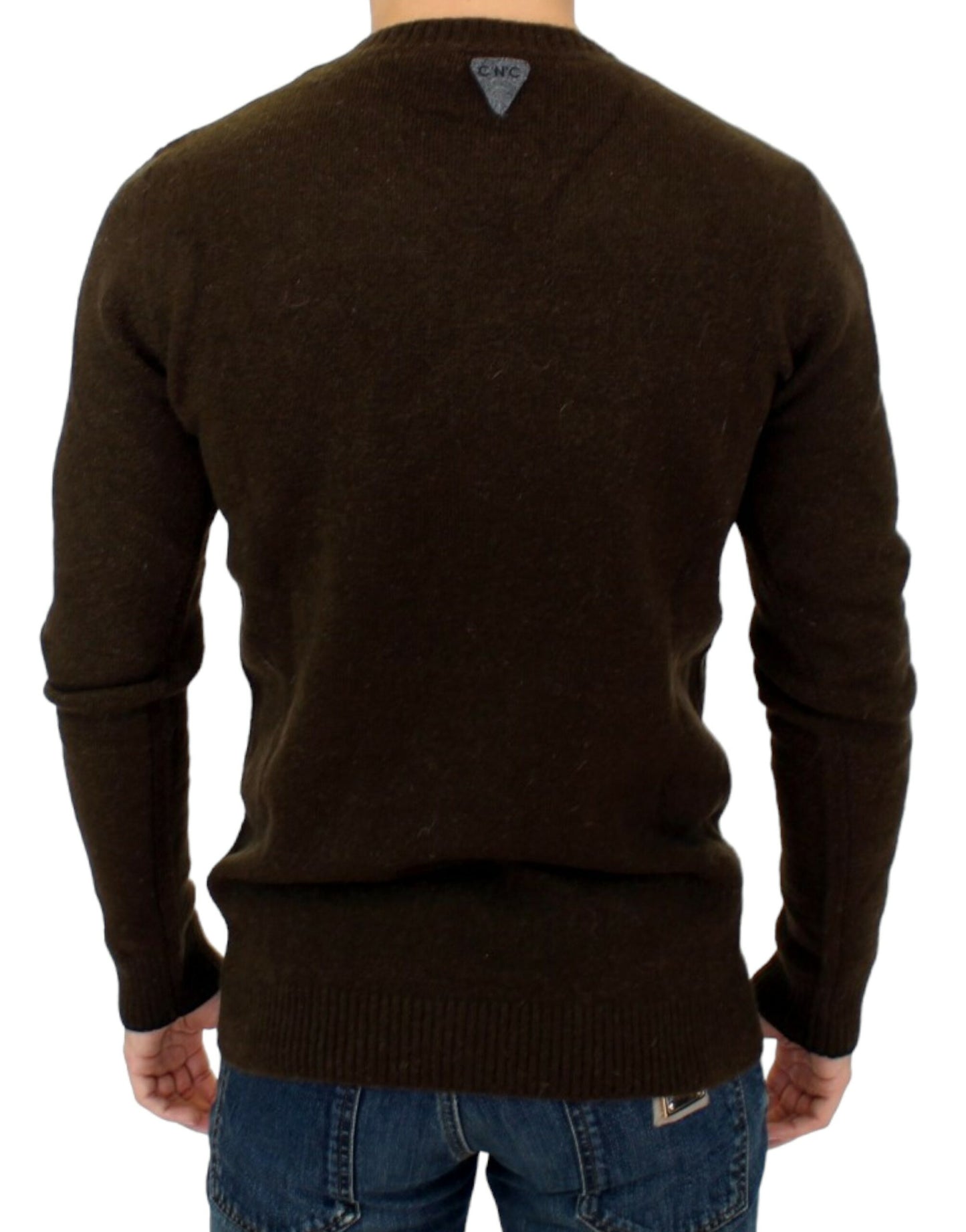 Costume National Brown striped crewneck sweater