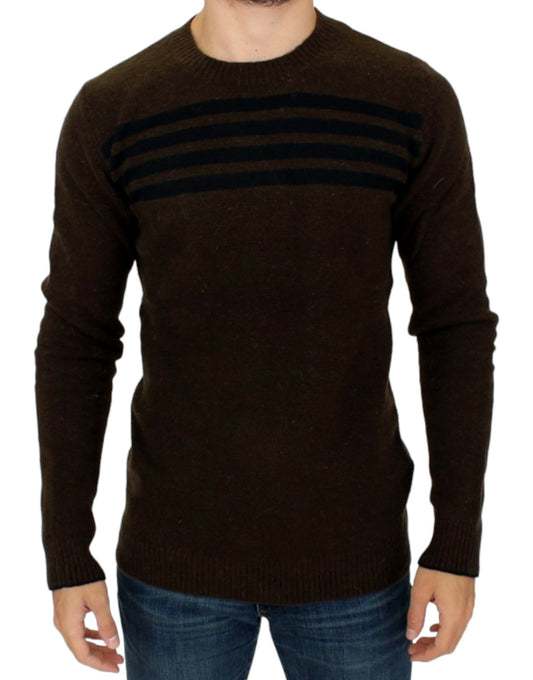 Costume National Brown striped crewneck sweater