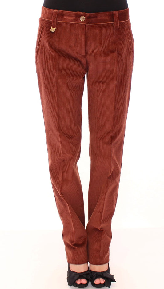 Dolce & Gabbana Brown Corduroys Straight Logo Casual Pants