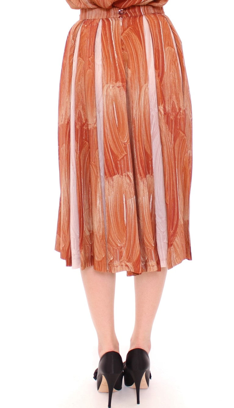 Licia Florio Brown Orange Below Knee Full Skirt