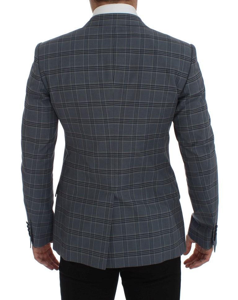 Dolce & Gabbana Blue Checkered Slim Fit Blazer Jacket