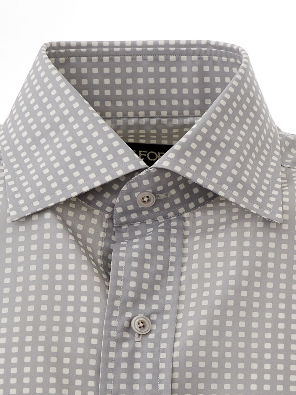 Tom Ford Elegant Grey Micro Print Cotton Shirt