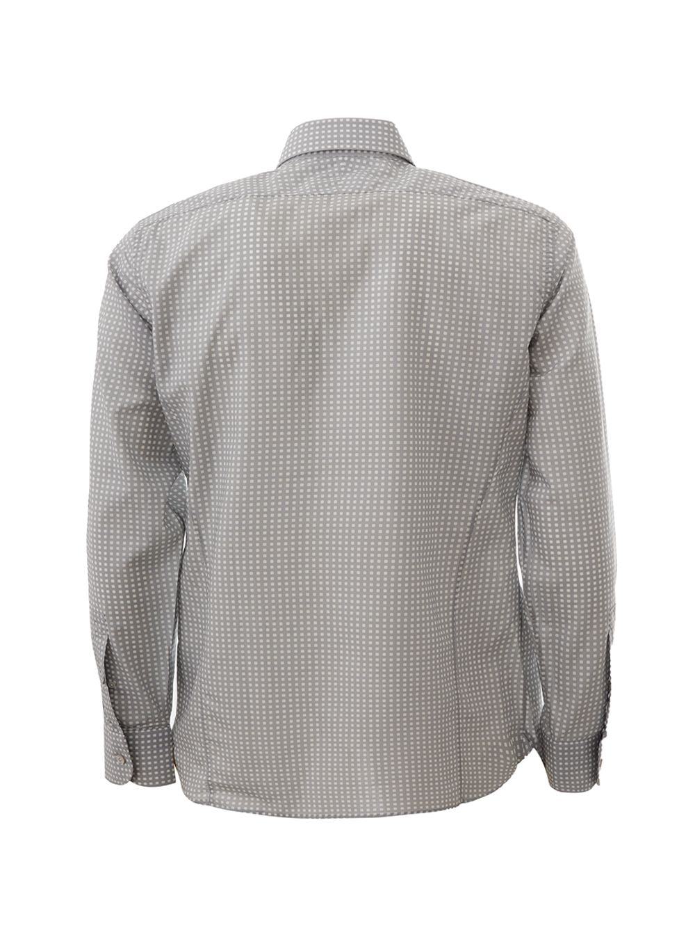 Tom Ford Elegant Grey Micro Print Cotton Shirt