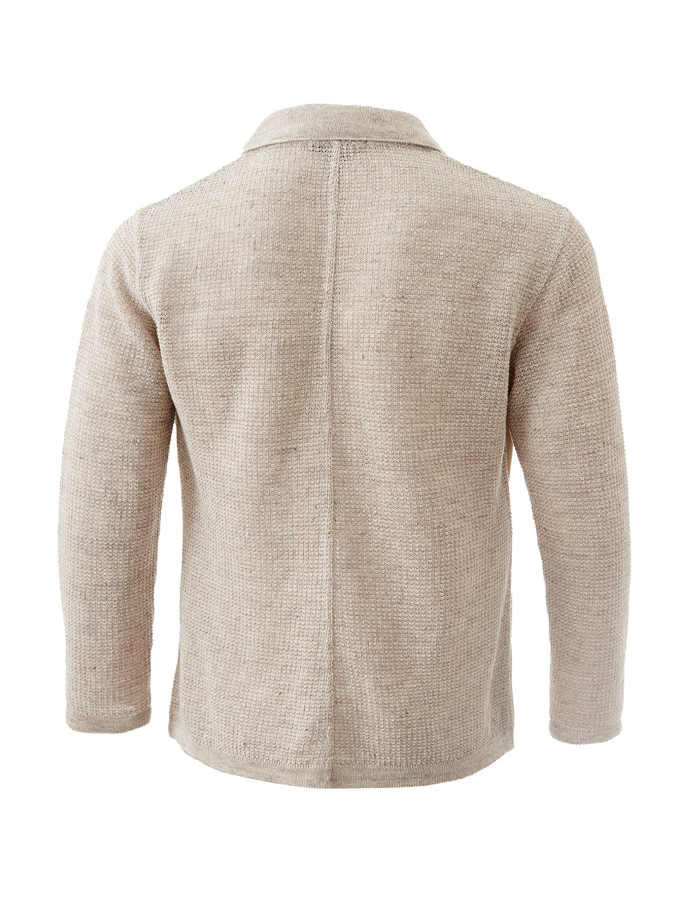 Lardini Elegant Beige Linen Cardigan Blazer with Suede Detail