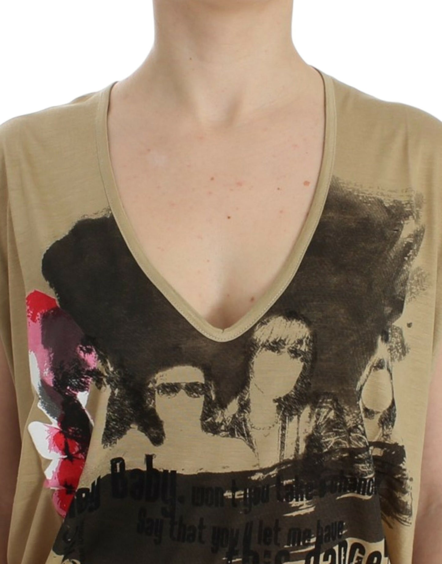 Costume National Beige motive print t-shirt