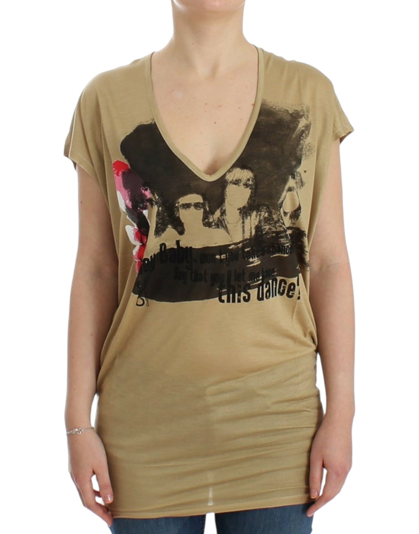 Costume National Beige motive print t-shirt