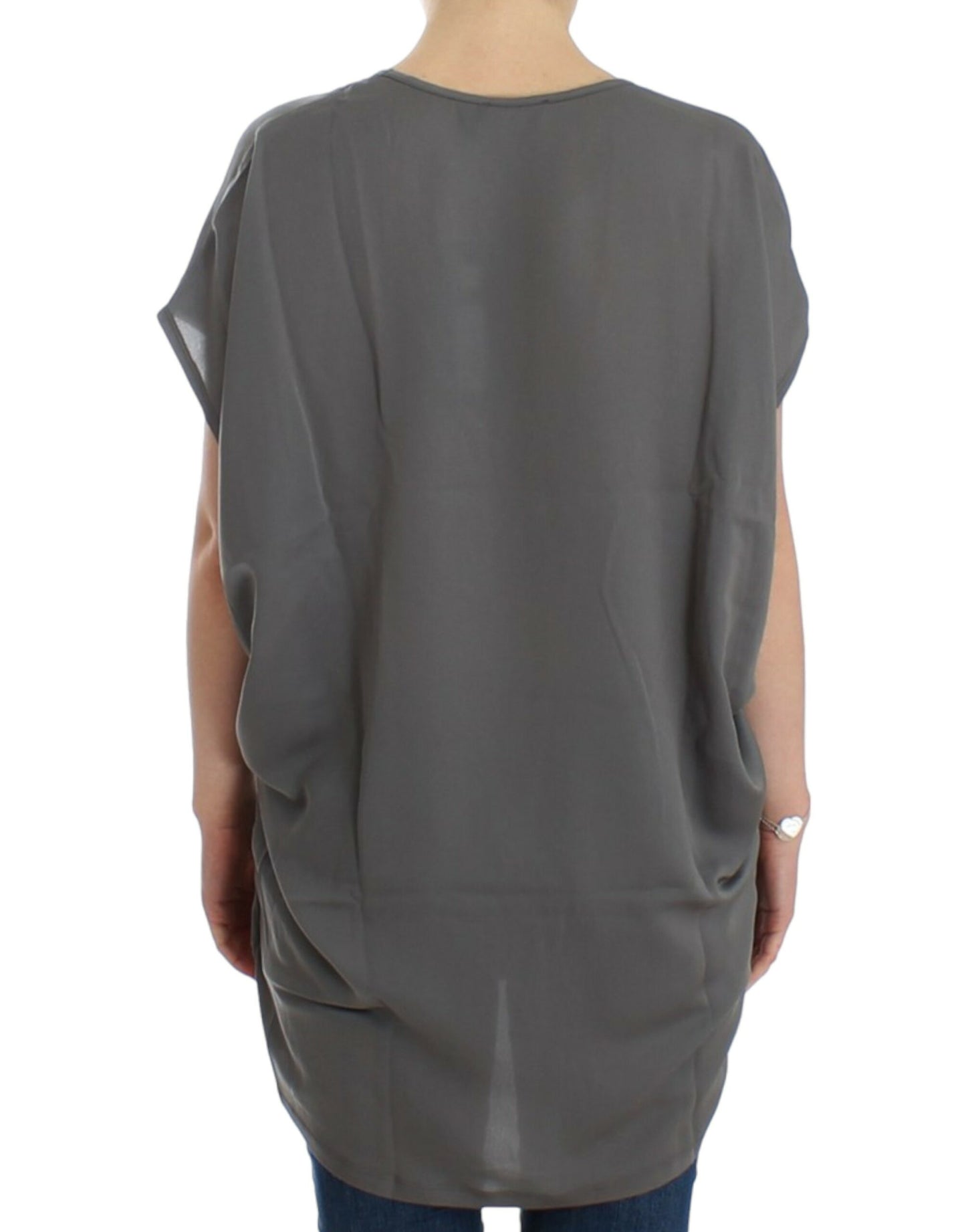 Costume National Gray V-neck long t-shirt