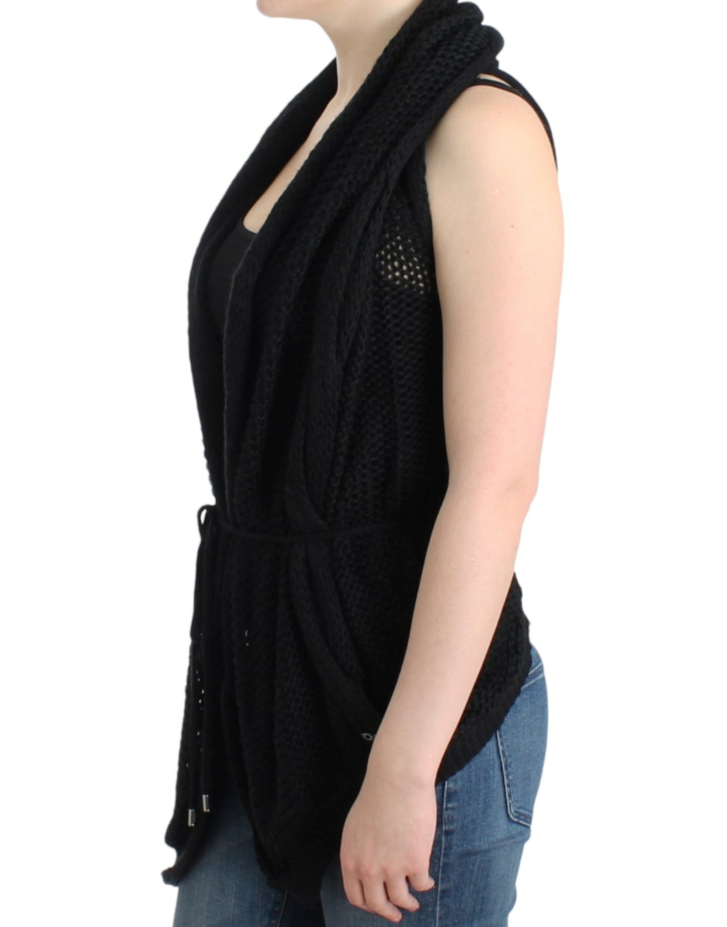 Costume National Black sleeveless knitted cardigan