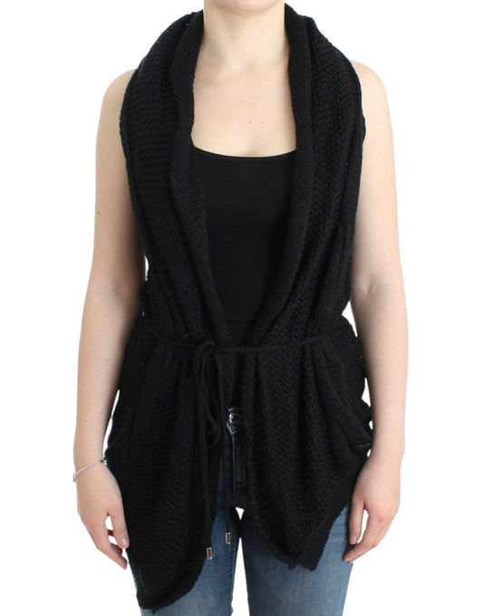 Costume National Black sleeveless knitted cardigan