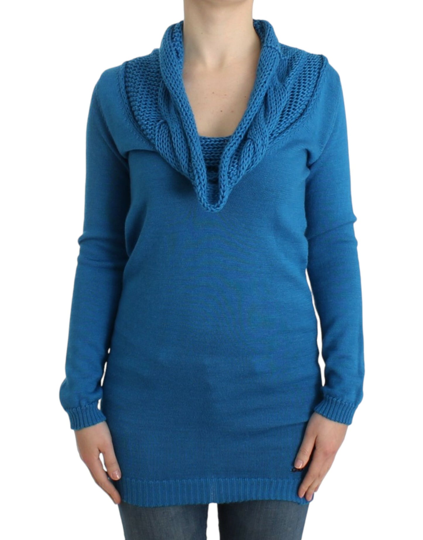 Costume National Blue knitted scoopneck sweater