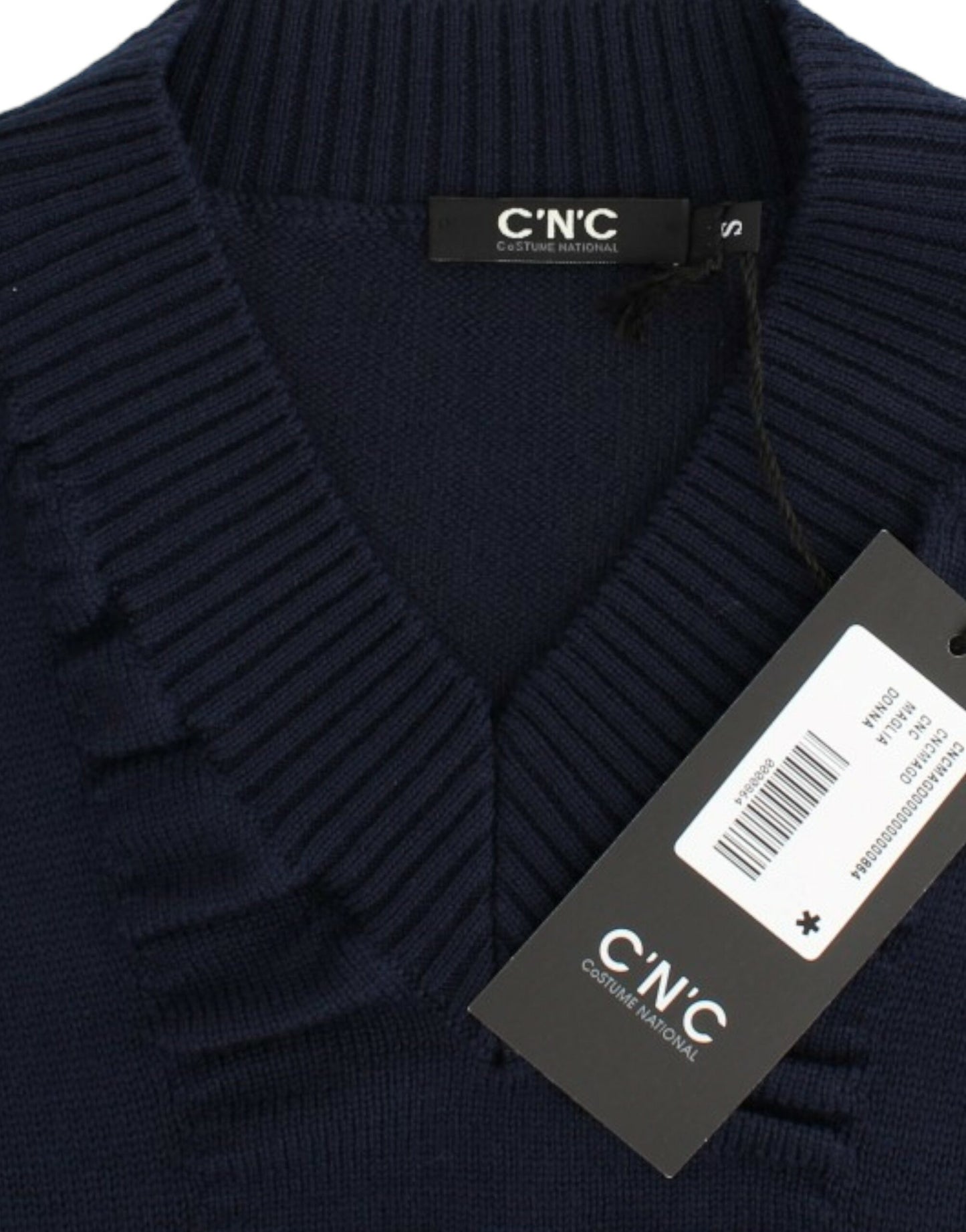 Costume National Dark blue V-neck wool sweater